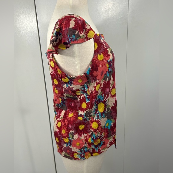Floral Print Women's Top - Multicolor Flowers Button-down NWT Small Light weight - Picture 4 of 11